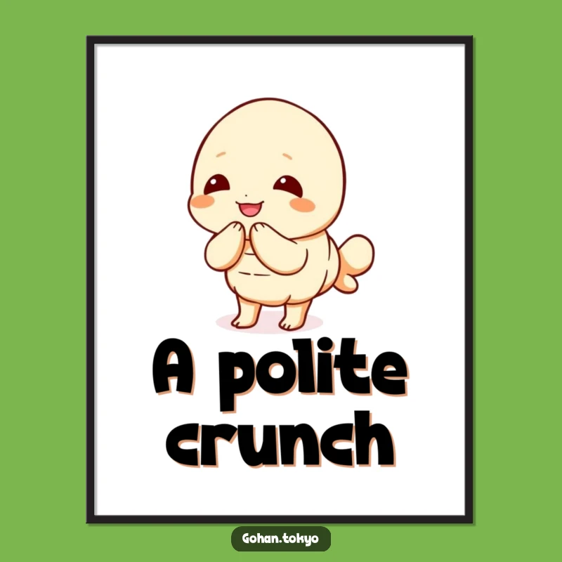 Funny Tempura Shrimp Digital Art: Bowing Character - Instant Funny Gift Print