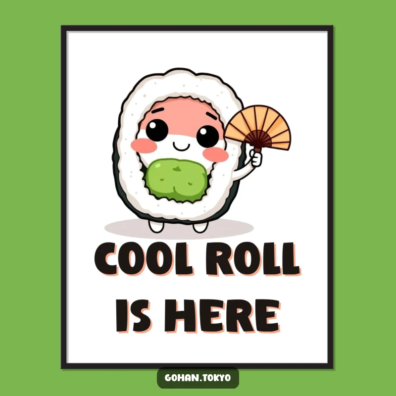 Funny Sushi Roll Digital Print: Instant Japanese Vibes for Your Walls