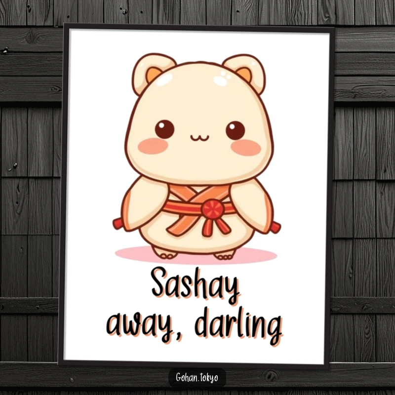 Funny Dumpling Poster of a playful character wearing a decorative kimono sash, adding a touch of artistic whimsy.