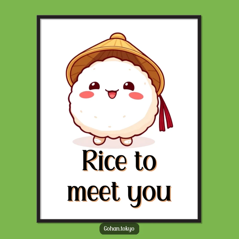 Funny Rice Ball Poster: Cheerful Japanese Hat Art - Whimsical Funny Gift Decor