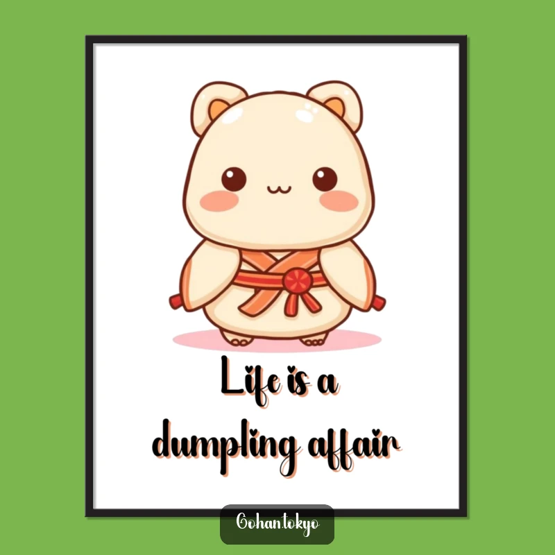 Funny Free Printable Wall Art: Playful Dumpling Kimono Sash, Downloadable Decor