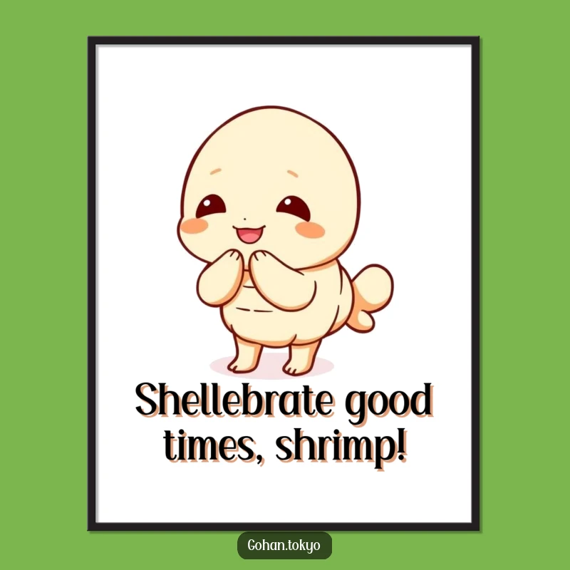 Funny Free Printable Wall Art: Joyful Tempura Shrimp Bow, Downloadable Decor