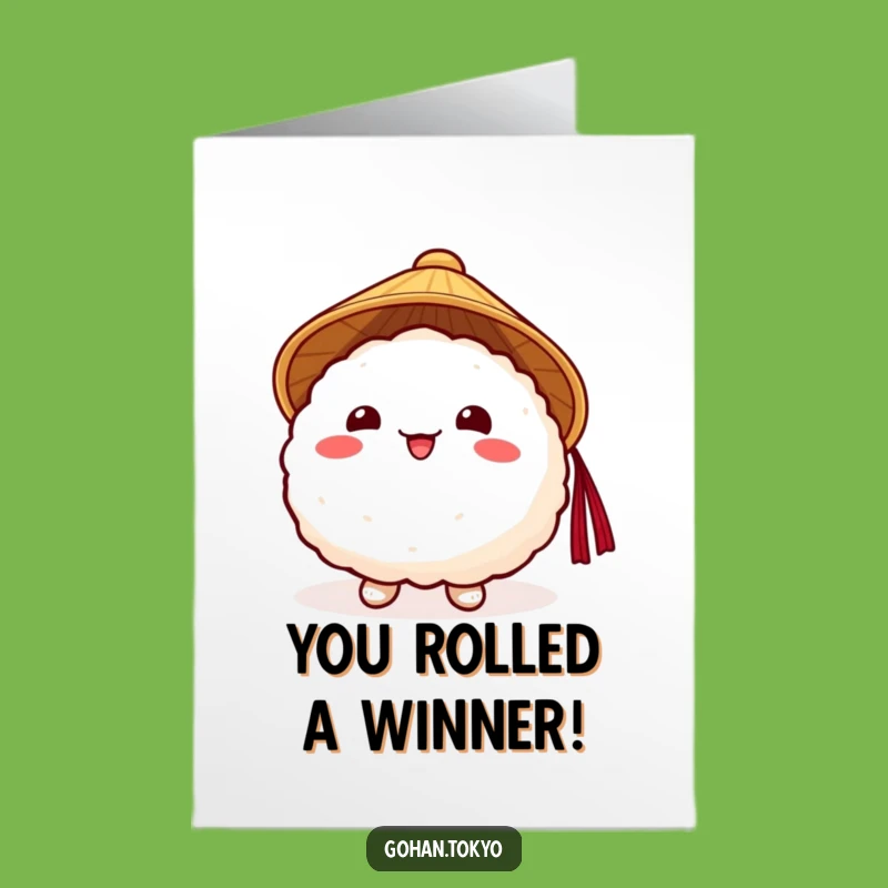 Free Printable Congrats Card: Happy Rice Ball Hat Celebration, Downloadable DIY Gift