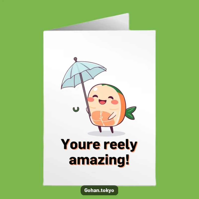 Free Printable Congrats Card: Sashimi Umbrella Cheers, Downloadable DIY Gift