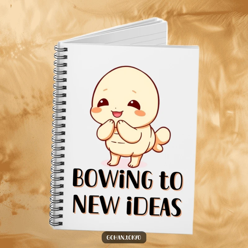 Funny Tempura Shrimp Notebook with a joyful character bowing politely, perfect for writing and gentle notes.