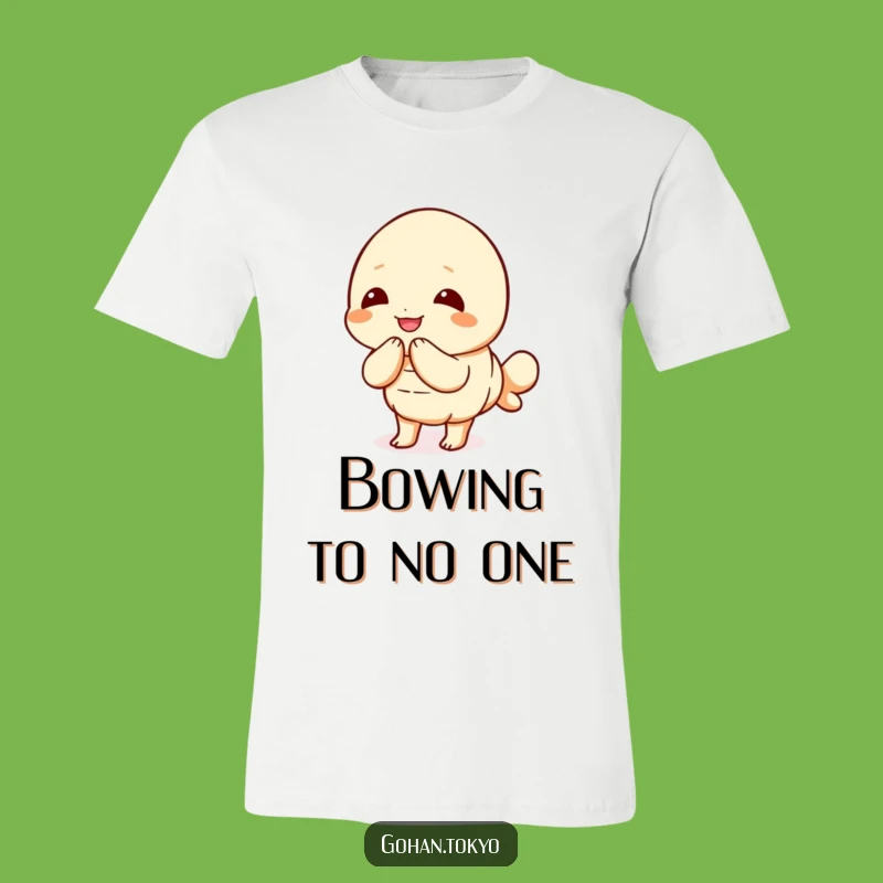 Funny Tempura Shrimp T-Shirt: Joyful Bowing Character - Polite Funny Gift Tee