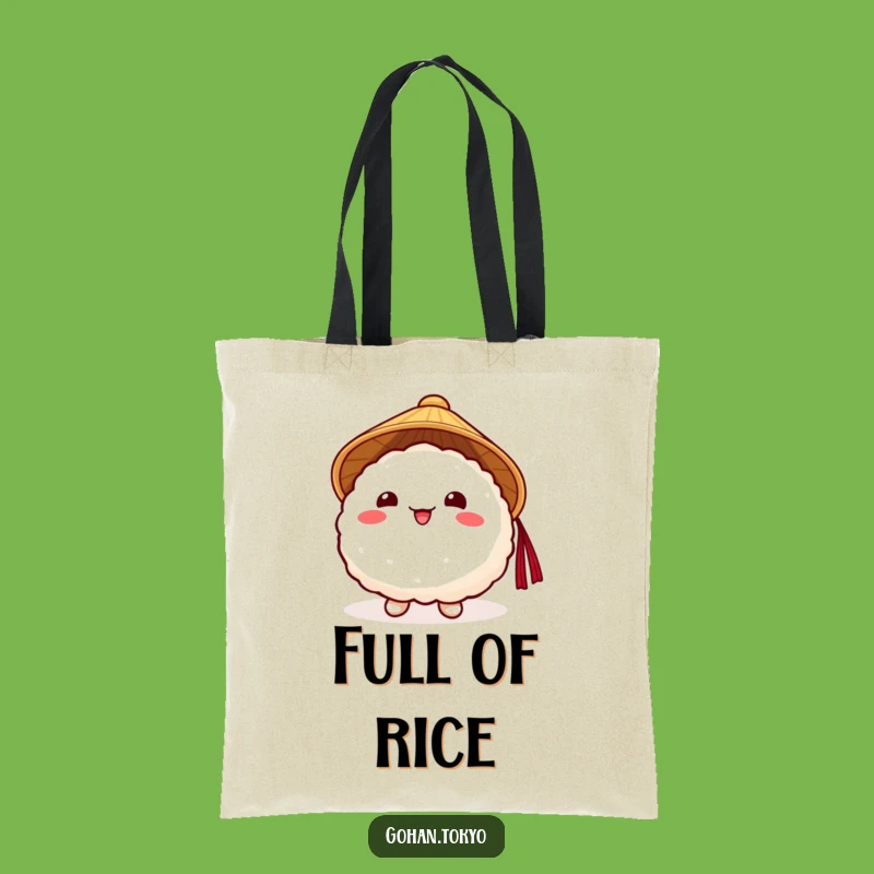 Funny Rice Ball Tote Bag: Cheerful Japanese Hat Character - Practical Funny Gift Bag